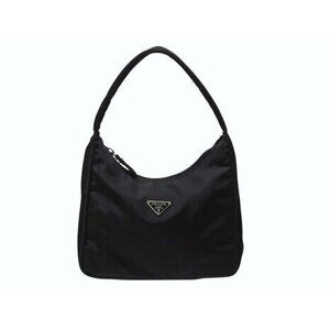 Prada Hobo One Shoulder Bag Triangle Logo Nylon Black